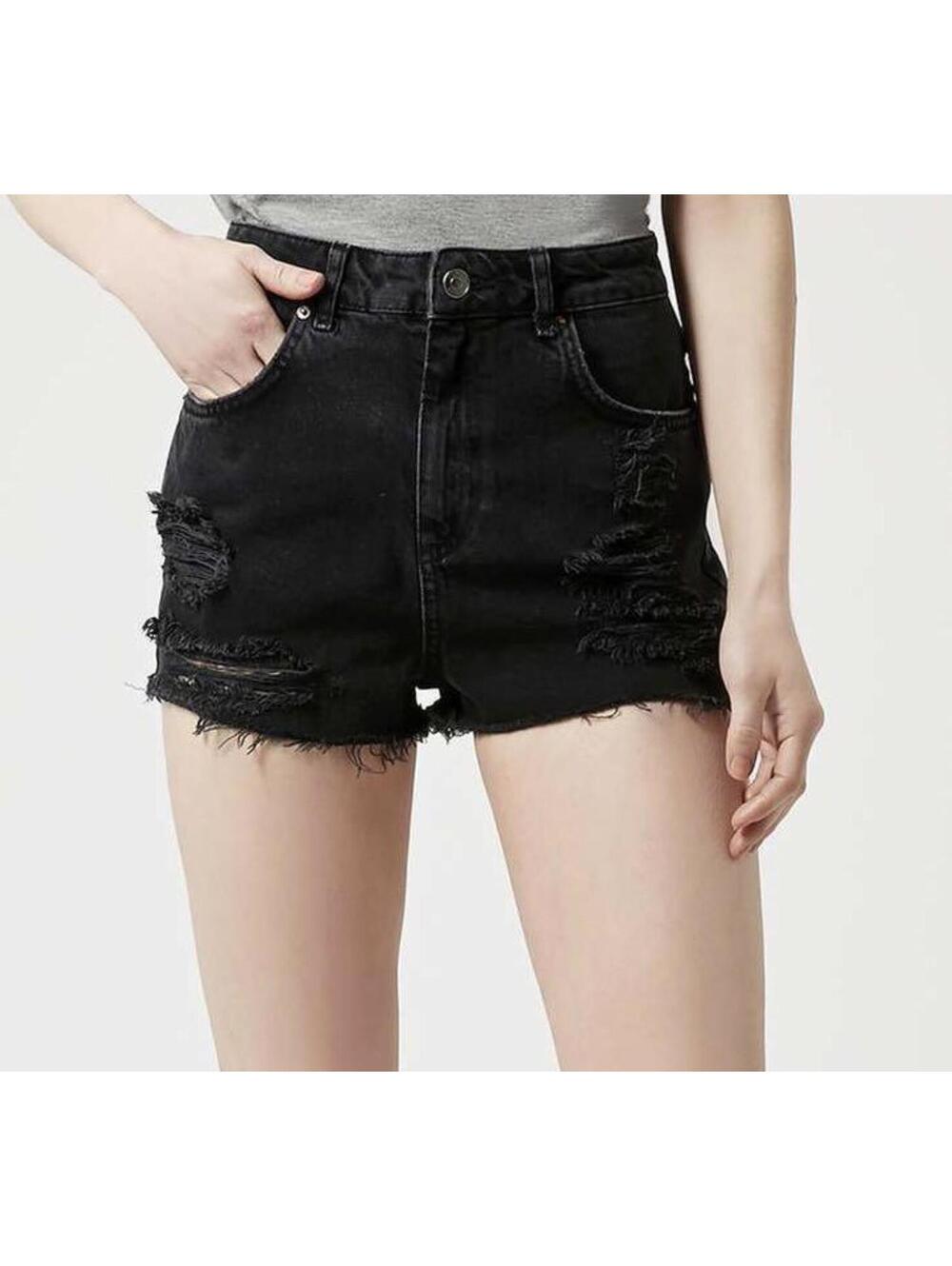 Topshop Moto Black High Rise Mom Denim Shorts Distressed Cutoff Jean Shorts 2